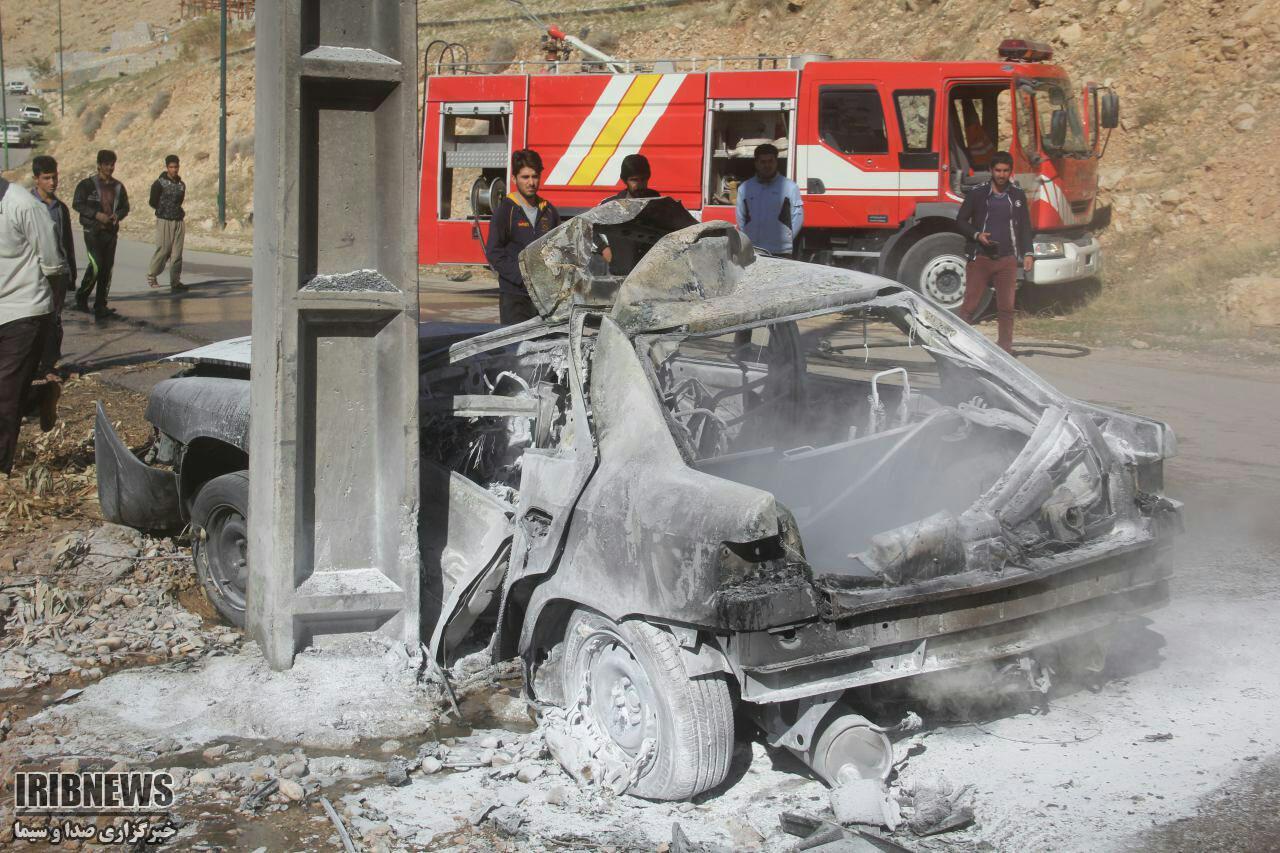 2 زخمی براثر حادثه آتش گرفتن سواری زانتیا در سرپل ذهاب