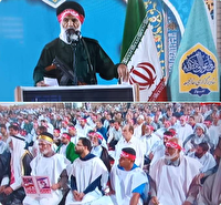 حضور خیل کفن پوشان در صف نمازجمعه اهواز
