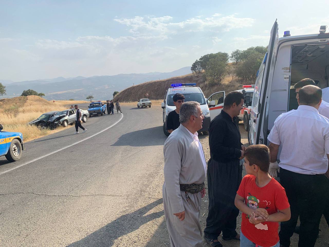 ۹ مصدوم در پی تصادف دو خودرو در جاده مهاباد-سردشت