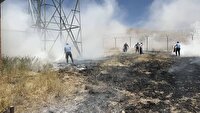 مهار آتش سوزی در محوطه اداره گاز بویین‌میاندشت