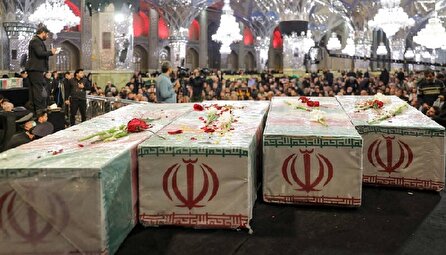 وداع با پیکر پاک شهدا در حرم رضوی
