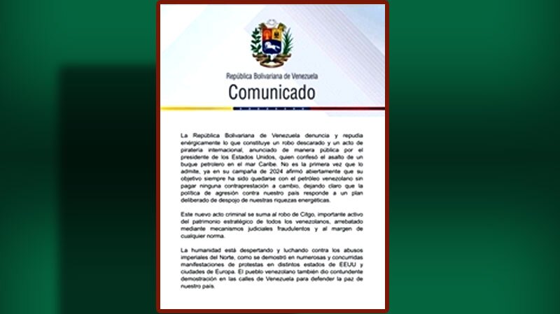 کاراکاس اقدام واشنگتن را دزدی دریایی بینالمللی خواند کاراکاس اقدام واشنگتن را دزدی دریایی بینالمللی خواند